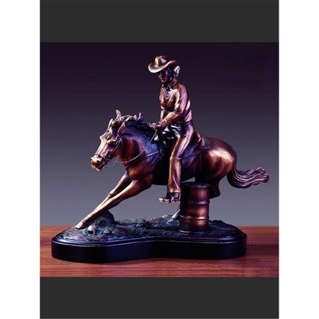 MARIAN IMPORTS Marian Imports F54502 Barrel Racer Bronze Plated Resin Sculpture 54502